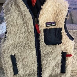 Patagonia Kids Fleece Vest - Cream and Navy